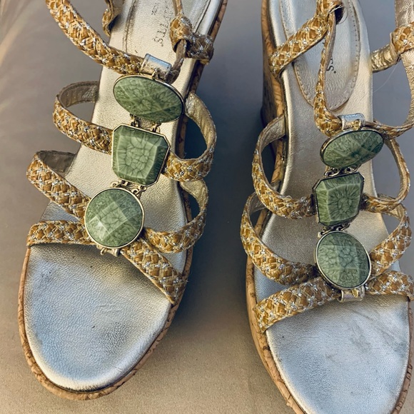 Eric Javits Shoes - ERIC JAVIT’S Metallic Beaded Wedges